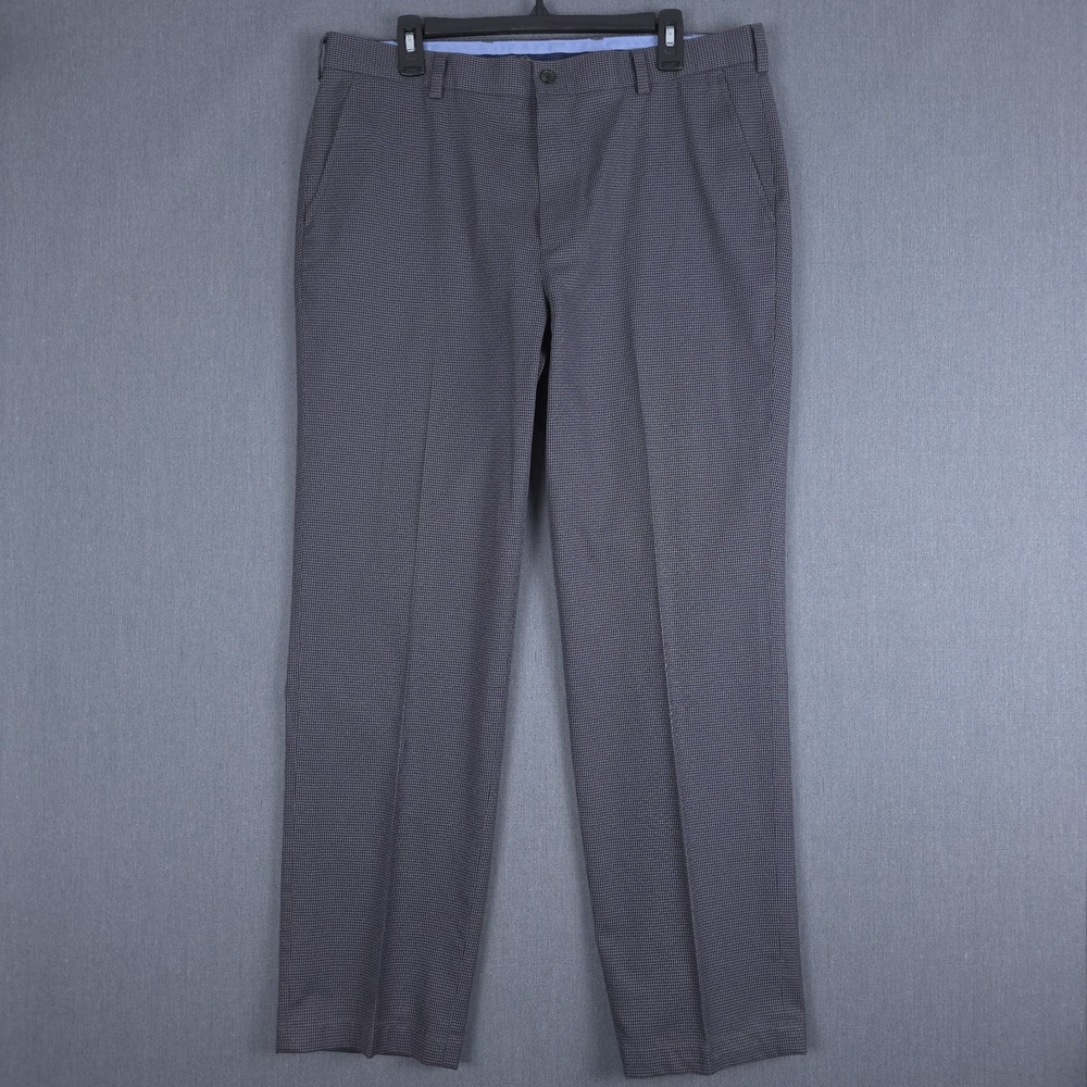 Brooks Brothers Clark Dress Pants Mens 36x32 (Fits 35x32) Houndstooth Flat Front